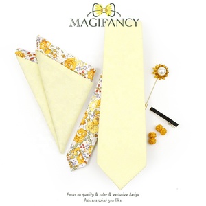 5PSC fleur coton Patchwork 6.5cm cravate ensemble broche broche pince mouchoir boutons de manchette hommes fête de mariage Floral cravate cadeau accessoire - Product Image 5
