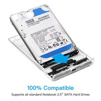 Hard Disk Drive transparan, alat kecepatan tinggi 2.5 Quot USB C Tipe C Sata Hdd