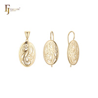 Ensemble de bijoux Renaissance en filigrane FJ Fallon Fashion Jewelry avec pendentif plaqué or rose sur base en laiton