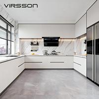 Ensemble de meubles de cuisine modulaires en bois et PVC, écologiques et modernes, avec robinet, pour appartement et usage commercial, fabrication chinoise, livraison en 48 heures