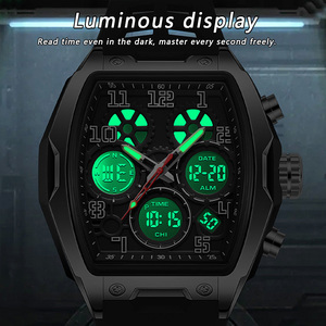 Reloj Deportivo Digital Multifunción Sanda 6266 con Forma de Barril, Pantalla Dual, Cronógrafo Luminoso, Reloj de Pulsera Electrónico - Product Image 3