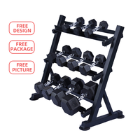 Support réglable pour haltères, étagère à haltères hexagonaux à trois niveaux, support de rangement pour salle de sport commerciale ou à domicile