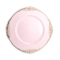 Assiettes rondes de mariage avec bordure dorée ou argentée pour les centres de table de réception de mariage