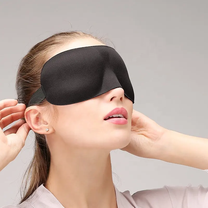Пользовательский логотип Удобная дышащая 3D контурная пена Eyemask 100% Затемняющая маска для сна с регулируемым ремешком