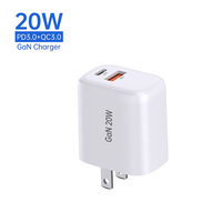 Chargeur mural USB C double port Tommox 20W Mini pour téléphone portable US EU UK Logo personnalisé Multi-port USB Chargeur mural PD GaN rapide avec CE ROHS CB