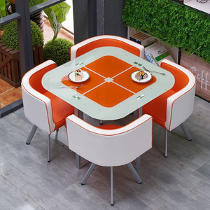 CZTZ-30Modern vuông phòng ăn đồ nội thất Philippine Malaysia nóng bán đen đỏ kính bàn ăn với Ghế bộ - Product Image 3