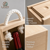 Custom Logo Premium Single Bottle Wood Box Whiskey Natural Pine Timber Slide Top Storage Case for Professional Gifting Box