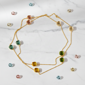 Modische Perlenketten Lange Pullover-Kette Facettierte Bunte Bonbon-Frucht-Zucker-Anhänger Kristall-Halskette Edelstahl - Product Image 1