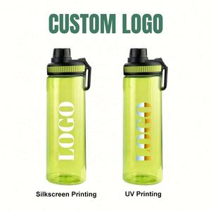Bouteilles d'eau de sport transparentes de 750 ml en gros avec poignée portable, couvercles anti-fuite, qualité alimentaire, logo personnalisé, respectueuses de l'environnement - Product Image 2