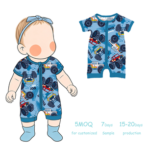 Pijama de Verano para Bebé Recién Nacido, Diseño Personalizado con Estampado de Auto, Mono de Bambú para Niños Pequeños - Product Image 3
