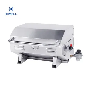 HOMFUL Mini Size Stainless Boat BBQ Barbecue Boat Grill Gas With Lock For Boat Marine