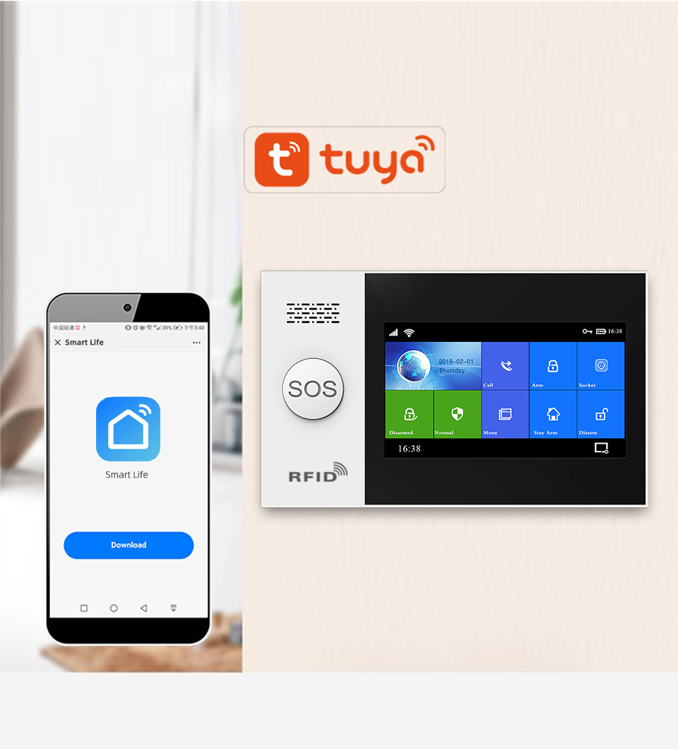 {Manufacturer} Drop Shipping Tuya Wireless Home WIFI GSM Home Security With Motion Detector Sensor Burglar Alarm System APP · image 3