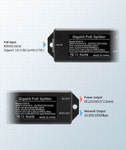 Gigabit IEEE802.3af/at 24W <b>USB</b> Adapter Standard DC48V <b>to</b> 12V 2A Plastic Poe with Power <b>Ethernet</b> Monitor - Product Image 1