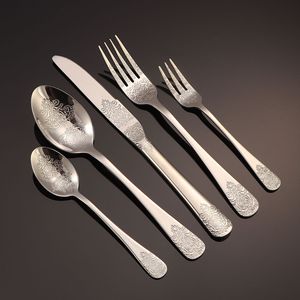 Jiasida Double-Ended Patterned Cutlery Set Stainless Steel <b>Mirror</b> Polished <b>Flowers</b> Design For Hotels Steak Dessert - Product Image 2