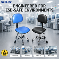 ESD chaise de salle blanche antistatique réglable en cuir PU avec repose-pieds mobilier Commercial de laboratoire