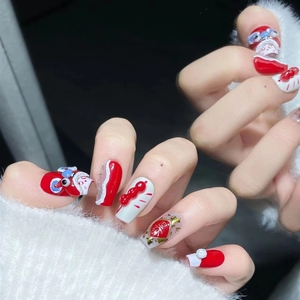 Nouveau produit lancé - Buchiattelli Golden High Luxurious Yellow Crystal Diamond White Small Flower Handcrafted Wearable Nails - Product Image 4
