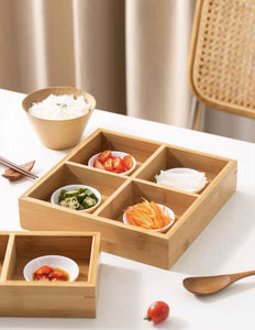 Nueve rejillas ecológicas modernas Dim Sum plato de madera para manualidades cajas de madera hechas a mano logotipo personalizado fruta aperitivos carteles de pared Color Natural - Product Image 4