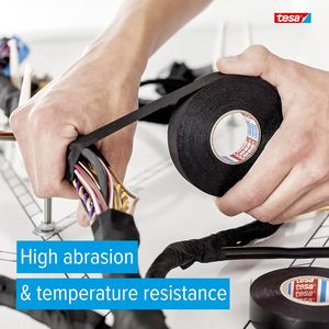 เทปพันสายไฟ <span class=keywords><strong>Tesa</strong></span> <span class=keywords><strong>51036</strong></span> PV01 PET Cloth Harness Tape - ปราศจากฮาโลเจน, ทนไฟ, 150 ℃   ทนทาน สำหรับห้องเครื่องยนต์ยานยนต์ - Product Image 4