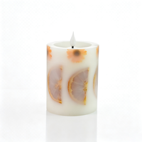 Bougie pilier LED décorative à fleurs séchées incrustées, sans flamme, scintillante, pour la maison, les mariages, la décoration de table, parfumée en option