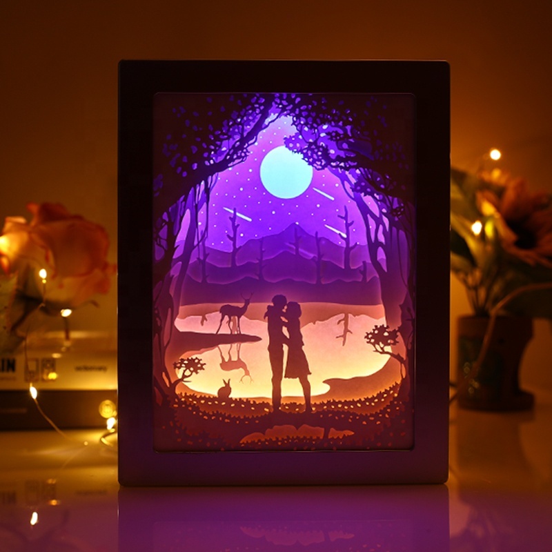 Paper Carving Shadow Creative Paper Cut light Box Art Decorative 3d Led lamp Decorative Night Light For Bedroom