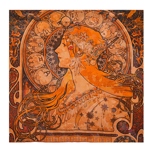 Écharpe en satin de soie à impression personnalisée pour femmes, design de luxe, écharpe en satin de soie à motif de muguet - Product Image 4