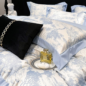 Châu Âu Ánh Sáng Sang Trọng Vua Nữ Hoàng Kích Thước Đôi Bên Bông 4Pcs Bộ Đồ Giường Đặt Mùa Hè Ngủ Trần truồng Mát Khăn Ga Giường Chăn Bìa - Product Image 2