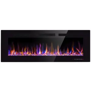 50 Inch Intelligent External Adjustable Flame Decorative Recessed Electric Fireplace Heater With Sleep Mode