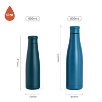 Bouteille d'eau isotherme sous vide en acier inoxydable 304 de 600 ml et 800 ml, forme cola, personnalisable en gros pour marquage d'entreprise