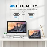 Hub multifonction USB Type C 6 en 1, station d'accueil pour ordinateur portable en alliage d'aluminium 6 en 1
