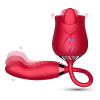 10-Gang Klopf- und Vibrations-G-Punkt-Vibrator für vaginale und klitorale Stimulation, Nippel- und Zungenleck-Vibrator in Rosenform für Frauen – Sexspielzeug