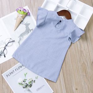 Vêtements en gros pour enfants, robe en coton pour filles, col rond, couleur unie, dentelle, fabriquée en Chine - Product Image 2