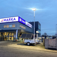 Netzunabhängiger Solar-Lichtturm Mobiler Solar-LED-Anhänger 2*600W Doppelseitige Panels 7/9m Mast 9600WH Gel-Batterie IP65 6000K Tageslicht