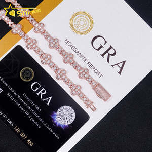 Mens Vòng Cổ Thời Trang <span class=keywords><strong>Rose</strong></span> <span class=keywords><strong>Gold</strong></span> Plated 13mm 925 sterling Silver vvs moissanite kim cương Iced ra sao qua liên kết vòng cổ - Product Image 4