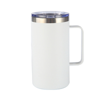 Mug isotherme classique Htpmart en acier inoxydable de 24 oz avec poignée et couvercle, finition mate, gravure UV/laser, affichage de la température