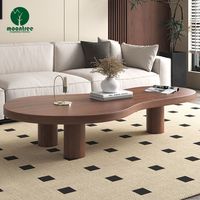 Moontree Salon de luxe Table basse italienne irrégulière avec pied en bois massif Nouveau design Travertin Pierre naturelle