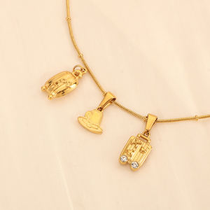 Pendentif Olivia en acier inoxydable avec breloque clé, cœur, flèche, <span class=keywords><strong>Paris</strong></span>, zircon et caméra, en <span class=keywords><strong>or</strong></span> 18 carats, pour <span class=keywords><strong>la</strong></span> fabrication de bijoux, pour hommes et femmes - Product Image 3