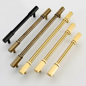 Tiradores de latón negro dorado antiguo para gabinetes de cocina, tiradores de cobre modernos industriales, tiradores de barra alargados con diseño cruzado para armarios - Product Image 1