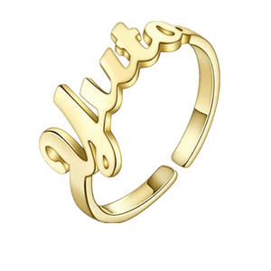 Dernière longue bague ouverte arrière personnalisée en acier inoxydable avec nom personnalisé - Product Image 1