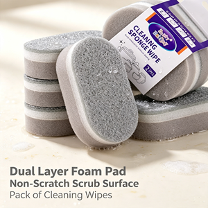 Gray White Thickened Dishwashing <b>Sponge</b> Scouring Pad Kitchen Use for Cleaning Household Pots Silver Spray Kitchen <b>Sponge</b> - Product Image 2