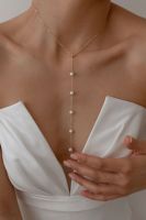 Collier Y en perles d'eau douce baroques élégantes et personnalisées à faible MOQ, plaqué or, pour mariage, idéal pour marque privée