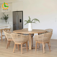 Canapé d'extérieur moderne en teck avec coussins en corde synthétique et acrylique pour jardin, salle à manger, hôtels, cuisine, ferme, appartement, salon