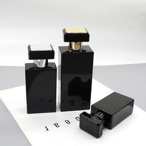 Matte black bright black <b>50ml</b> <b>glass</b> subpackage perfume <b>bottle</b> cosmetics press spray packaging empty <b>bottle</b> - Product Image 1