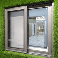 Fenêtres coulissantes en aluminium à double vitrage, ouverture horizontale à 3 rails, design moderne, avec moustiquaire en acier inoxydable