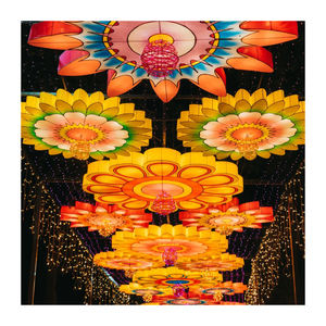 Lanterne de Lotus de passage en soie chinoise personnalisable lampe de plante de Simulation décorative extérieure étanche artisanat artisanal - Product Image 1