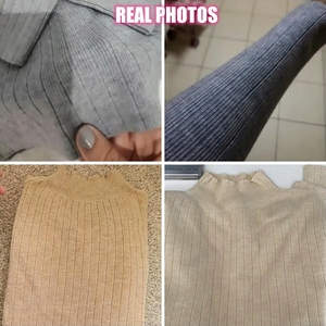 Maglia Pullover da <span class=keywords><strong>Donna</strong></span> Autunno Inverno a <span class=keywords><strong>Maniche</strong></span> Lunghe con Collo Alto Tinta Unita, Nuova Elegante <span class=keywords><strong>Camicia</strong></span> Aderente da Sottogiacca - Product Image 6