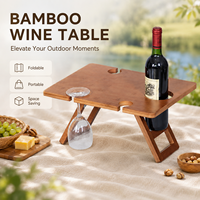 Organisateur de rangement portable multi-scènes de couleur personnalisée pour la plage, le camping, la chambre à coucher, l'extérieur, table de pique-nique pliable en bambou durable