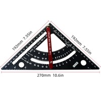 Triangle règle en alliage d'aluminium Angle rapporteur vitesse réglable carré règle de mesure multifonction charpentier outil de mise en page