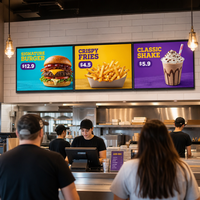 Pantalla LCD de Bajo Consumo para Montaje en Pared o Techo, Menú Digital, Señalización Digital, Publicidad, Uso en Interiores, Restaurantes, Comercios, Aeropuertos