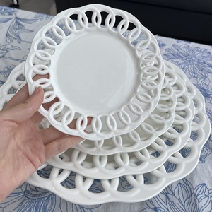 Ensemble d'assiettes à dîner en <span class=keywords><strong>porcelaine</strong></span> blanche européenne de 6/8/10/12 pouces <span class=keywords><strong>Assiette</strong></span> décorative <span class=keywords><strong>creuse</strong></span> pour événement de mariage - Product Image 2