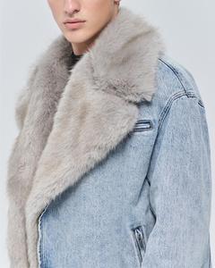 Giacca a vento Casual invernale Plus Size <span class=keywords><strong>cappotto</strong></span> in Shearling di lana da <span class=keywords><strong>uomo</strong></span> con logo personalizzato <span class=keywords><strong>Cashmere</strong></span> lunga giacca di jeans in Denim da <span class=keywords><strong>uomo</strong></span> - Product Image 3